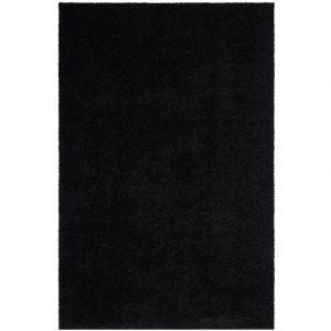 Tapis à Poils Longs doux SOFTY, Tapis de Salon, Chambre, Couloir (Noir Anthracite - 150x150cm)