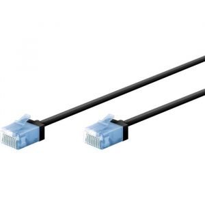 Goobay Cat 6A C&acirc;ble Patch Ultra-Flexible, Slim, u/utp, noir - fiches extra-courtes, conducteur en cuivre pur (cu), lszh, gaine tpe, awg 32 - 5 m (74239)