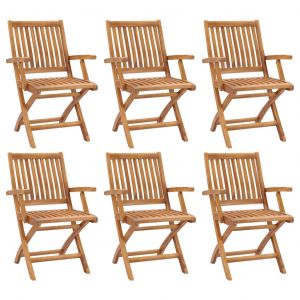 VidaXL Chaises pliables de jardin, 6 pcs Bois de teck solide