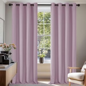 Rideaux Occultants Isolant Thermique avec Oeillet pour Décoration Maison Chambre, 2 Pièces, Grande Taille, 140x270 cm, Rose Pale - Rose Pale