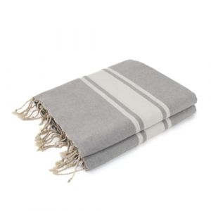 Malibu xxl - fouta famiglia xxl malibu - rayure classique - 200X200 cm - Beach Towel - Grisperle - 200x200x1cm