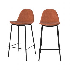 Chaise pour îlot central en tissu terracotta 65,5 cm (lot de 2) + Henrik