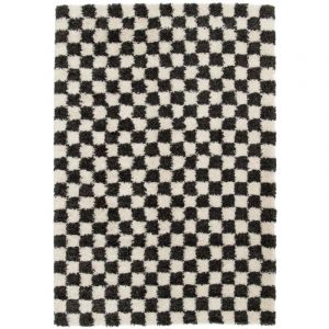 Bobochic Tapis - Tapis poils longs DAMIEN motifs damier 200x290 Noir