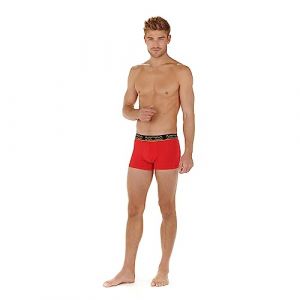 HOM Boxers Ivano #2 Boxeur ajusté, Lot de 2: Noir uni + Rouge uni me
