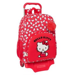 Safta Sac &agrave; dos scolaire - Hello Kitty ICONIC - Grand mod&egrave;le avec chariot - Couleur rose - Enfant