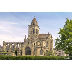 Ceanothe Tableau sur verre synth&eacute;tique &eacute;glise &agrave; Caen 65x97 cm