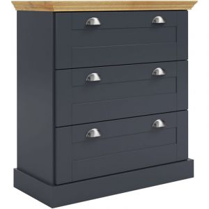 Motala Commode avec 3 tiroirs en effet bois anthracite