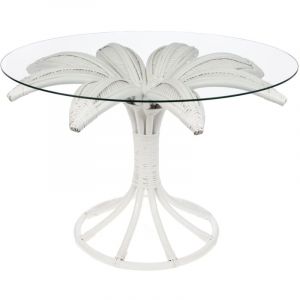 Amadeus Bout de canap&eacute; Palmier blanc - Blanc - Rotin