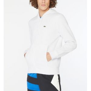 Lacoste Sweatshirt homme en molleton avec poche kangourou Taille M Blanc