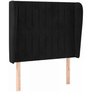 VidaXL Tête de lit avec oreilles Noir 103x23x118/128 cm Velours - Black
