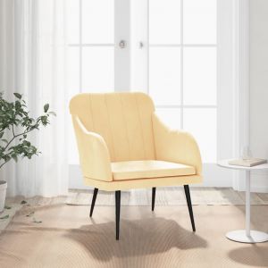 VidaXL Fauteuil Cr&egrave;me 63x76x80 cm Velours