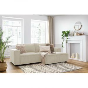 Bobochic Canapé d'angle fixe compact NIHAD velours côtelé