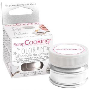 ScrapCooking - Colorants de Surface Nacré - Colorant Alimentaire Poudre Irisée Argent Clair - Pour Pâtisseries, Biscuits, Macarons, Chocolats & Pâte à Sucre - 4077