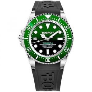 Montre Homme Automatique Bobroff Bf0002ibv-Bfstn - Bracelet Caoutchouc Vert