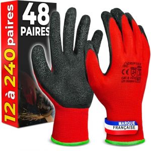 Gants Rev&ecirc;tement Latex - Jardinage & Atelier - Taille 7 (S) - 48 Paires - MK-Glove