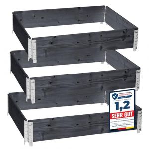 Garronda Potager sur&eacute;lev&eacute; en Bois Naturel 120x80x20 cm pour Jardin &ndash; Jardini&egrave;re rectangulaire 3 pi&egrave;cespour Plantes, Fleurs, l&eacute;gumes et Herbes - Bac