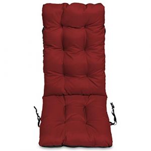 SuperKissen24 Coussin Dossier pour Chaise Longue, Siège, Banc de Jardin - 123x48 cm - Bain de Soleil - imperméable - Rouge foncé