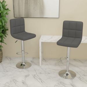 VidaXL Tabourets de bar Tissu 2 pcs Gris foncé - Gris