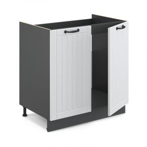 Meuble sous évier "Fame-Line 80cm blanc/anthracite style maison de campagne Vicco