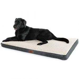 Grand lit pour chien orthopédique gris et blanc - Matelas lavable avec mousse 91x68x7,6 cm Offre exclusive