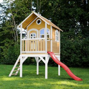 Axi Maisonnette Sophie marron-blanc toboggan rouge