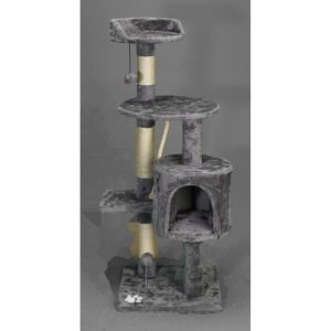 MON AMI LUKI - ARBRE A CHAT GM Niche / Panier / Refuge ET JOUET INTEGRES 40X40X112 CM - ECRU - CHAT - 40x40x112CM