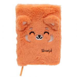 Mr. Wonderful Cahier A5 peluche - Panda roux Wondo - Cahier de taille A5 avec reliure cousue - Avec 160 pages blanches