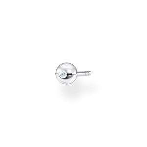 Thomas Sabo Boucles d'oreilles individuelles pour femme - Pierre blanche - Argent sterling 925, 0,40 cm, Argent sterling, Non applicable,