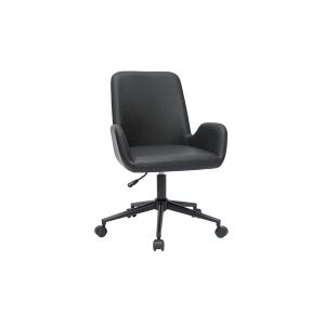 Miliboo Chaise de bureau en polyuréthane noir et métal noir ALBAN
