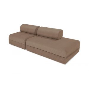Canapé convertible et modulable 3 places en velours taupe