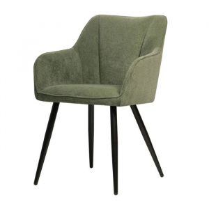 Chaise repas Rio vert pieds métal noir