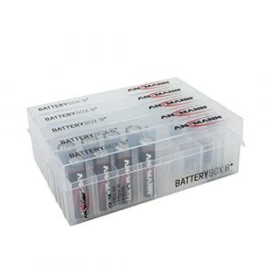 Ansmann Boîtier de Rangement pour 1 à 8 Piles AA/AAA/CR123A (5 pces) – Solution de Rangement pour Piles jetables comme Rechargeables – Boîte de Transport en Plastique Solide