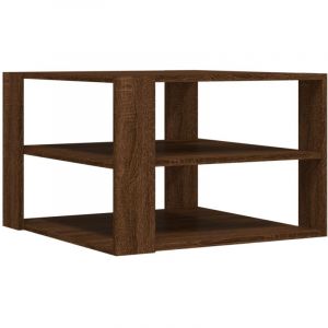 VidaXL Table basse ch&ecirc;ne marron 59,5x59,5x40 cm bois d'ing&eacute;nierie, table d'appoint, table de salon, table lat&eacute;rale, bout de canap&eacute;, table centrale