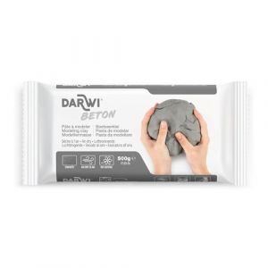 DARWI - DA0820500000C - Un Pain de Pâte à Modeler Naturelle - Malléable - séchage à l'air libre - Couleur Béton - 500g - Prête à l'emploi - Autodurcissante - Pour Enfants et Adultes - DARWI BETON