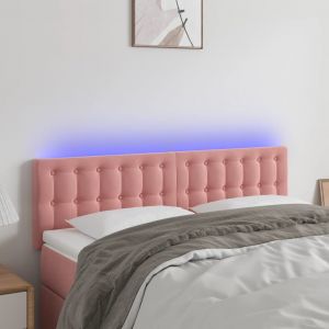 VidaXL T&ecirc;te de lit &agrave; LED Rose 144x5x78/88 cm Velours