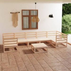 VidaXL Salon de jardin 8 pièces en pin massif sans coussins Vida XL