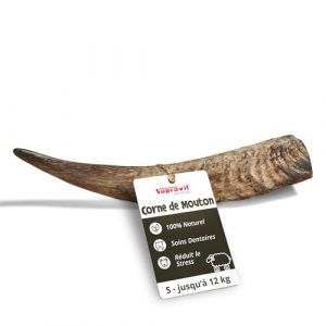 Supravit Nat&uuml;rliches Schafhorn | Gr&ouml;&szlig;e S Kauspielzeug f&uuml;r Hunde