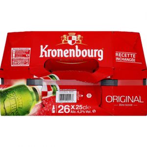 Kronenbourg Bière blonde, 4,2%vol. - Le pack de 26 bouteilles de 25cl