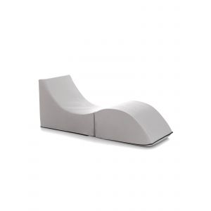 Image de Talamo Italia - Lit pliant Andreina, Pouf convertible en lit simple, 100% Made in Italy, Pouf convertible en chaise longue en éco-cuir, Cm 130x50h50,