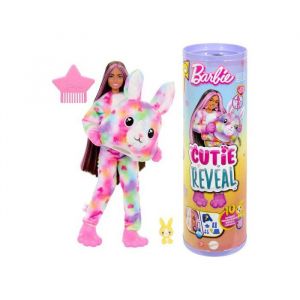 Coffret barbie cutie reveal - poupee fashion avec costume peluche lapin 10 surprises - nouveaute - set jouet fille + carte animal