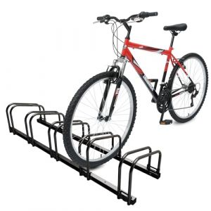 Vounot Râtelier Vélo 5 Vélos Range Vélo Système Range Vélo Rangement pour Vélo Support pour Bicyclette Sol ou Mural en Acier Revêtu Support de Rangement Vélo Jardin ou Garage Râtelier Familial Noir