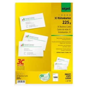 Image de Sigel LP797 Lot de 1000 Cartes de visite, 3C, 8,5 x 5,5 cm, 225 g