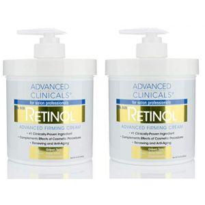 Advanced Clinicals Retinol Cream - Moisturizing Formula Penetrates Skin to Erase the Appearance of Fine Lines & Wrinkles - 2 x 16 oz