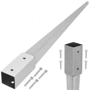KOTARBAU Support de Poteau a Enfoncer 61 x 61 mm Longueur 750 mm Pied de Poteau Galvanisé à chaud Ancre a Enfoncer pour Poteau Fixation Poteau Bois Support Poteau Bois à Enfoncer