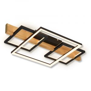Plafonnier LED, noir / bois, LED/32W