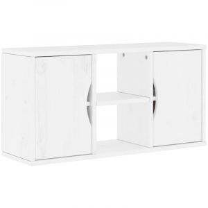 VidaXL Meuble tv odda blanc 79x24x40 cm bois massif pin