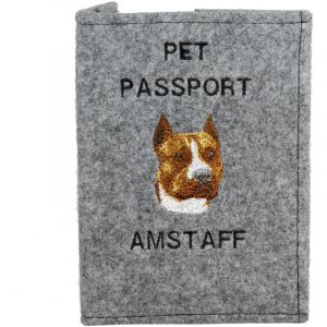American Staffordshire Terrier, Amstaff, Amstaf - Protège passeport pour chien, protège document, cadeau voyage Art-Dog