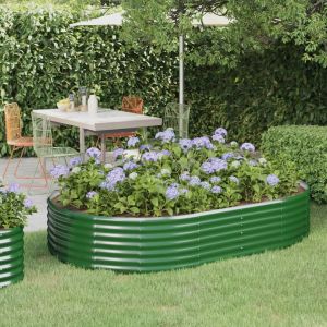 VidaXL Jardini&egrave;re de jardin Acier enduit de poudre 214x140x36 cm Vert