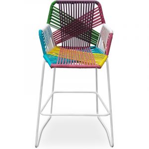 Privatefloor Tabouret Design Boho Bali en Rotin - 75cm - Tale Multicolore