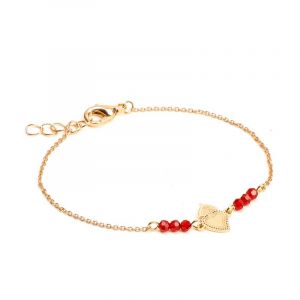 Image de Nature & D&eacute;couvertes Bracelet c&oelig;ur ex-voto billes de verre et acier inoxydable